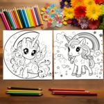 Unicorn Kleurboek - Kleurboek Eenhoorns - Magische Kleurplaten - Eenhoorn Illustraties