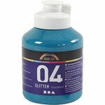 Glitterverf Turquoise | Acrylverf met glitters Turquoise | Hobbyverf glitter | Waterbasis | 500 ml | 1 fles