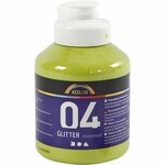 Glitterverf Groen | Acrylverf met glitters Lime Groen | Hobbyverf glitter | Waterbasis | 500 ml | 1 fles