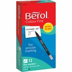 Berol Colourfine, lijndikte 0,6 mm, zwart, 12 stuk/ 1 doos