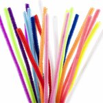 Chenille, L: 30 cm, dikte 6 mm, kleurrijk, 25 div/ 1 doos