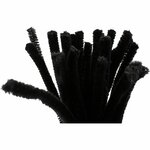 Chenille, L: 30 cm, dikte 9 mm, zwart, 25 stuk/ 1 doos