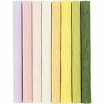 Cr&ecirc;pepapier, vel 25x60 cm, Cr&ecirc;pe-verhouding: 180%, 105 gr, pastelkleuren, 8 vel/ 1 doos