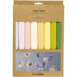 Cr&ecirc;pepapier, vel 25x60 cm, Cr&ecirc;pe-verhouding: 180%, 105 gr, pastelkleuren, 8 vel/ 1 doos