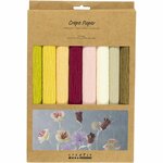 Cr&ecirc;pepapier, vel 25x60 cm, Cr&ecirc;pe-verhouding: 180%, 105 gr, pastelkleuren, 8 vel/ 1 doos