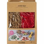 Crinkle papier, L: 25-30 cm, B: 3 mm, bruin, rood, 2x50 gr/ 1 doos