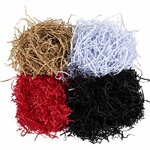 Crinkle papier, L: 25-30 cm, B: 3 mm, zwart, bruin, rood, wit, 4x50 gr/ 1 doos