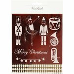 Deco folie en transfer vel, notenkraker, kerstman en ballerina, vel 15x15 cm, goud, rood, wit, 4 vel/ 1 doos