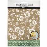 Deco folie en transfervel, bloemen, vel 15x15 cm, goud, groen, 2x2 vel/ 1 doos