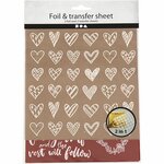 Deco folie en transfervel, harten en love, vel 15x15 cm, rood, 2x2 vel/ 1 doos