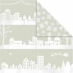 Design papier, huizen en sneeuwvlokken, vel 30,5x30,5 cm, 180 gr, 3 vel/ 1 doos