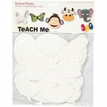 Dierenmaskers, H: 13-24 cm, B: 20-28 cm, 230 gr, wit, 16 stuk/ 1 doos