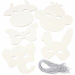 Dierenmaskers, H: 13-24 cm, B: 20-28 cm, 230 gr, wit, 100 stuk/ 1 doos