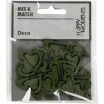 Hart, afm 25x22 mm, dikte 1,7 mm, donkergroen, 20 stuk/ 1 doos