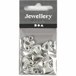 Hartvormige hanger, afm 13x15 mm, verzilverd, 10 stuk/ 1 doos