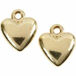 Hartvormige hanger, afm 13x15 mm, verguld, 10 stuk/ 1 doos