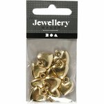 Hartvormige hanger, afm 13x15 mm, verguld, 10 stuk/ 1 doos