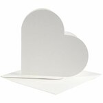 Hartvormige Kaarten, afmeting kaart 12,5x12,5 cm, afmeting envelop 13,5x13,5 cm, off-white, 10 set/ 1 doos