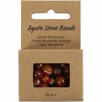 Kralen van agaat, d 6+8+10 mm, gatgrootte 0,9-1 mm, ca. 28 stuk, burnt orange, rood, 28 stuk/ 1 doos