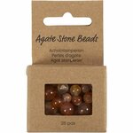 Kralen van agaat, d 6+8+10 mm, gatgrootte 0,9-1 mm, ca. 28 stuk, lichtbruin, 28 stuk/ 1 doos