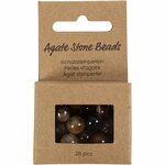 Kralen van agaat, d 6+8+10 mm, gatgrootte 0,9-1 mm, ca. 28 stuk, donkerbruin, 28 stuk/ 1 doos