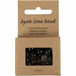 Kralen van agaat, d 6+8+10 mm, gatgrootte 0,9-1 mm, ca. 28 stuk, zwart, 28 stuk/ 1 doos