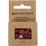 Kralen van agaat, d 6+8+10 mm, gatgrootte 0,9-1 mm, ca. 28 stuk, beige, roze, 28 stuk/ 1 doos