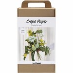 Maxi Hobbyset Cr&ecirc;pepapier, Bloemenboeket, lichtgroen, donkergroen, pastel groen, wit, 1 doos