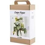 Maxi Hobbyset Cr&ecirc;pepapier, Bloemenboeket, lichtgroen, donkergroen, pastel groen, wit, 1 doos