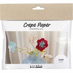 Mini hobbyset cr&ecirc;pepapier, Bloemen van cr&ecirc;pepapier, pastelkleuren, 1 doos