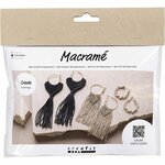 Hobbyset oorbellen maken | Macram&eacute; boho | Zwart/olijfbruin/zand | Sieraden maken hobbypakket | Mini Creative Set Jewellery