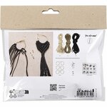 Hobbyset oorbellen maken | Macram&eacute; boho | Zwart/olijfbruin/zand | Sieraden maken hobbypakket | Mini Creative Set Jewellery