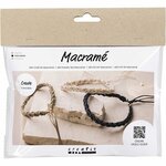 Mini Hobbyset Macram&eacute;, Armband, zwart, olijfbruin, zandkleur, 1 doos