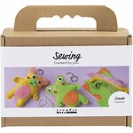 Mini Hobbyset Naaien, Kikker en teddybeer, diverse kleuren, 1 doos