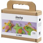 Mini Hobbyset Naaien, Kikker en teddybeer, diverse kleuren, 1 doos