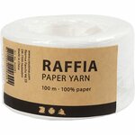 Papier Raffia Garen, B: 7-8 mm, wit, 100 m/ 1 rol