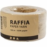 Papier Raffia Garen, B: 7-8 mm, zandkleur, 100 m/ 1 rol