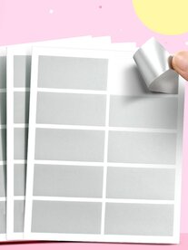 Krasstickers - Zilveren Rechthoek - Kraskaarten Maken - Zelf Krasplaatjes Maken - DIY Kraskaarten - Waardebon Kraskaarten - Persoonlijke Kraskaarten - Krasbon Maken - DIY Waardebonnen - Cadeaubon Kras