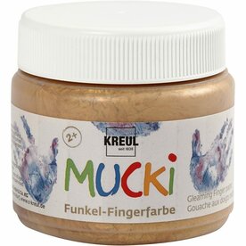 Metallic Gouden Vingerverf - Kreul Mucki - Premium Kwaliteit Kindverf - Veilig en Duurzaam - Ideaal voor Handafdrukken, Textielverf en Creatief Schilderen - DIY Knutselen - 150ml