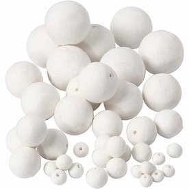 Katoenen hobbyballen wit &ndash; 42 stuks &ndash; Mix maten