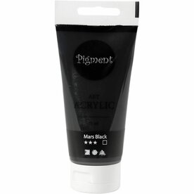 Acrylverf - Zwarte Verf - Acrylaatverf - Acrylic paint - Hobbyverf - Sneldrogende Verf - Dekkende Verf - Waterbasis Verf - Mars Black - Dekkend - Pigment Art - 75 ml