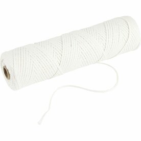 Kaarsenlont - Lont - Kaarsen Maken Lont - Kaarsenkoord - Wick - Vezeldraad - Brandkoord - Pure Paraffine - 3x9 mm - 100 gr - 50 m Rol - Voor Giet- &amp; Dompelkaarsen - &Oslash; 15-60 mm
