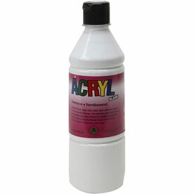 Acrylverf - Witte Verf - Acrylaatverf - Acrylic paint - Hobbyverf - Knutselen en Verven - Sneldrogend - Dekkende Acrylverf voor Canvas, Papier &amp; Textiel - 500 ml