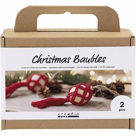 Macram&eacute; set kerstornamenten | Hobbyset macrame | DIY pakket | Macram&eacute; kerstballen versieren | 1 Set