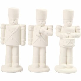 Notenkraker Set &ndash; Terracotta Notenkrakers &ndash; DIY Kerstdecoratie &ndash; Witte Notenkraker &ndash; 14 Cm &ndash; 3 Stuks