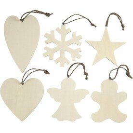 Ornamenten Voor Kerst &ndash; Afm 9&ndash;11 Cm &ndash; Dikte 4 Mm &ndash; Triplex &ndash; 6stuks