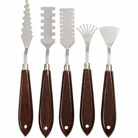 Paletmessen set met patroon &ndash; Spatels &ndash; Stalen blad &ndash; 5 stuks