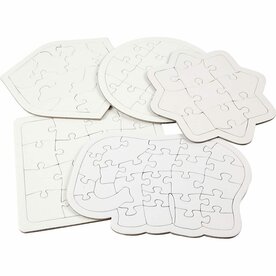 Witte blanco karton puzzel 17&ndash;21 cm &ndash; 10 stuks