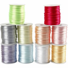 Satijnkoord - Pastel Kleuren - 2mm - Hobbykoord - 10x50m Rol