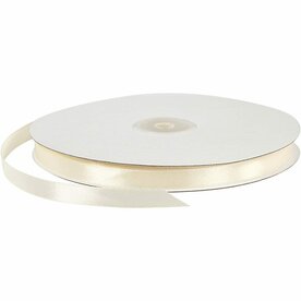 Satijn Lint &ndash; B: 10 Mm &ndash; Off-White &ndash; 100m